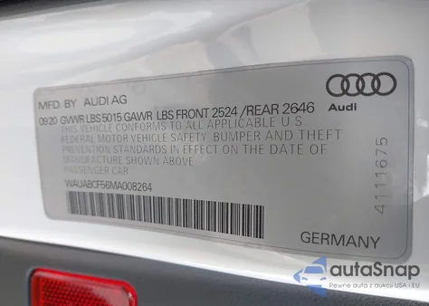 2021 Audi A5 Sportback Premium 40 Tfsi Quattro S Tronic from USA, damaged, VIN WAUABCF56MA008264